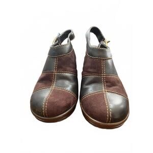 TOMMY HILFIGER MABLE Brown High Heels Patchwork Slingback Shoes Women's Sz 6.5